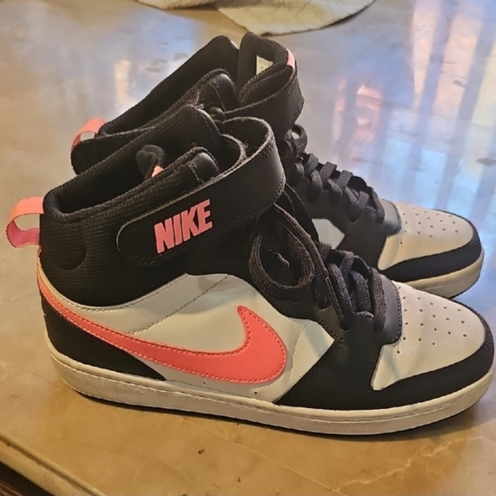 Nike Black and Pink High-Top Sneakers